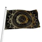 Black And Gold Mandala Print Flag
