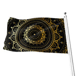 Black And Gold Mandala Print Flag
