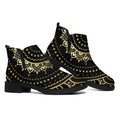 Black And Gold Mandala Print Flat Ankle Boots