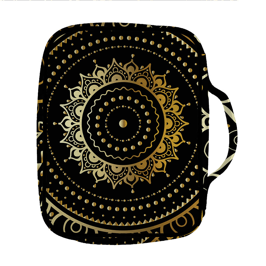 Black And Gold Mandala Print Front Pocket Bible Bag