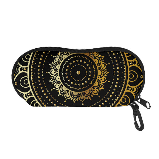 Black And Gold Mandala Print Glasses Case