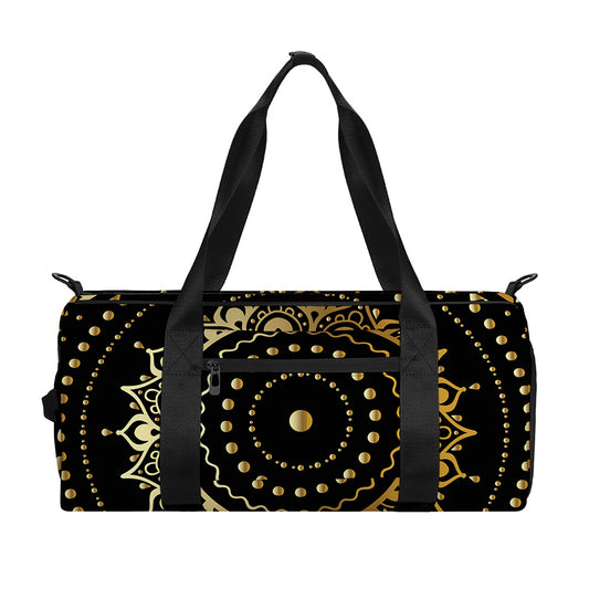 Black And Gold Mandala Print Gym Bag