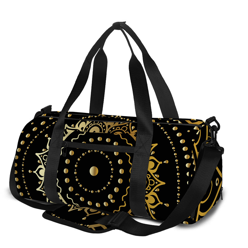 Black And Gold Mandala Print Gym Bag