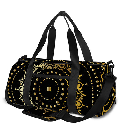 Black And Gold Mandala Print Gym Bag