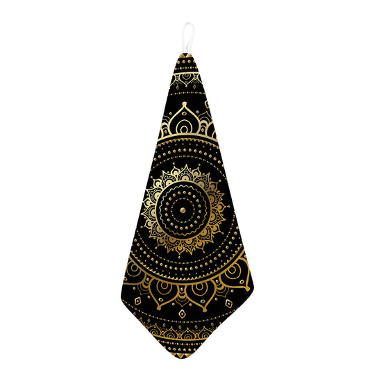 Black And Gold Mandala Print Hand Towel