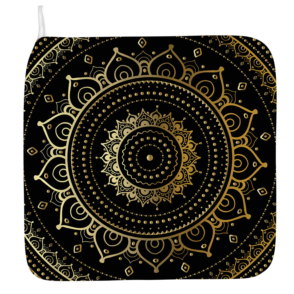 Black And Gold Mandala Print Hand Towel
