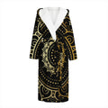 Black And Gold Mandala Print Hooded Bathrobe
