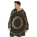 Black And Gold Mandala Print Hoodie Blanket