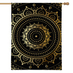 Black And Gold Mandala Print House Flag