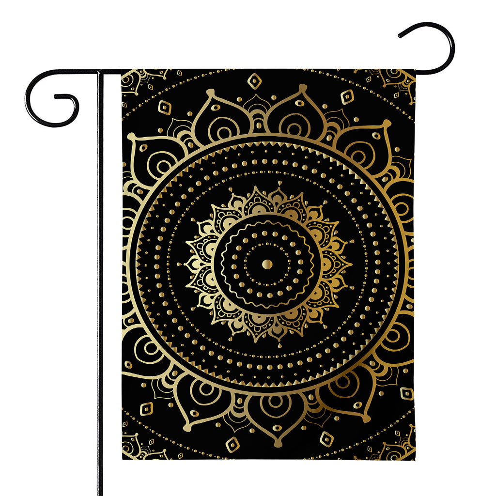 Black And Gold Mandala Print House Flag