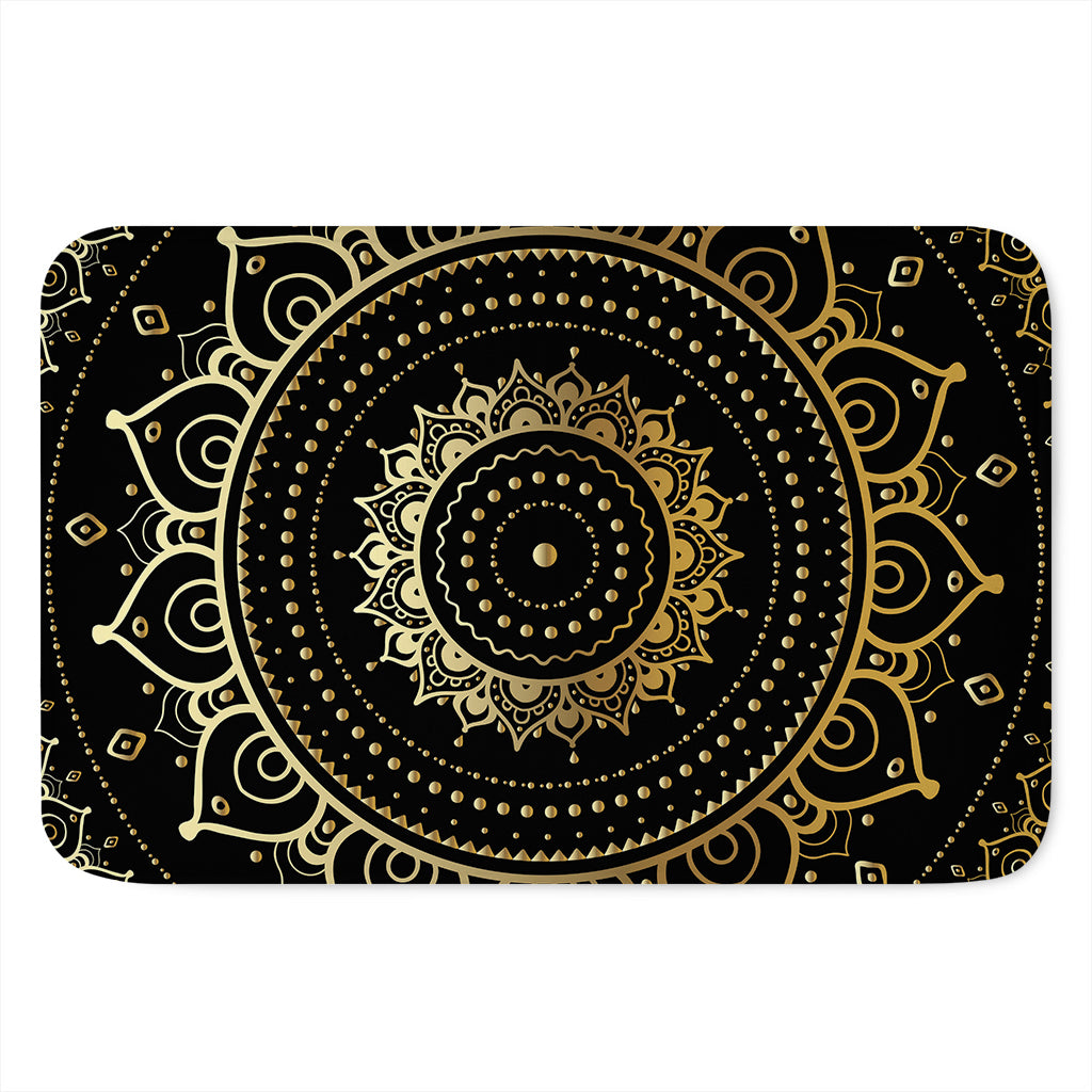 Black And Gold Mandala Print Indoor Door Mat