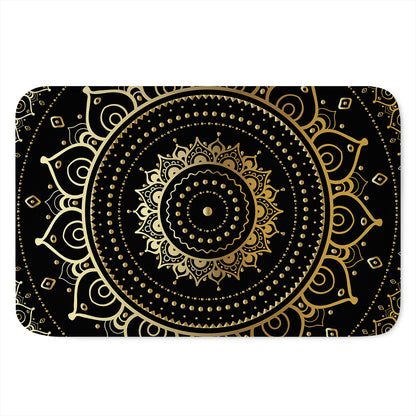 Black And Gold Mandala Print Indoor Door Mat