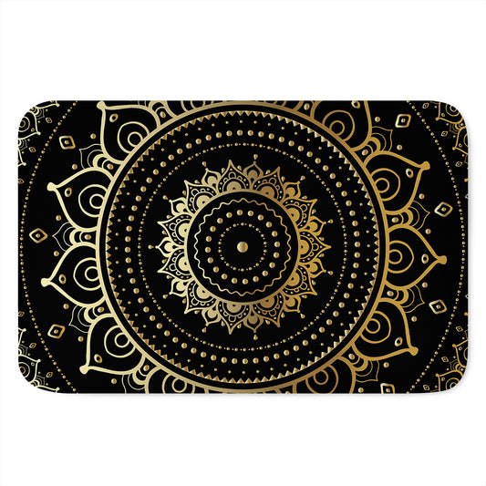 Black And Gold Mandala Print Indoor Door Mat
