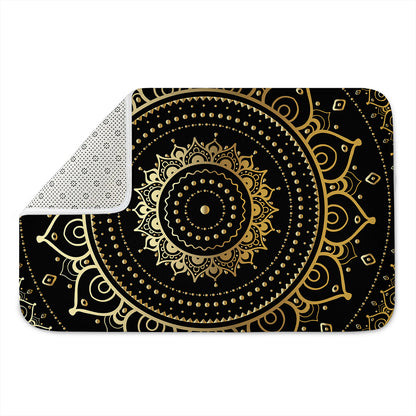 Black And Gold Mandala Print Indoor Door Mat