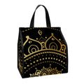 Black And Gold Mandala Print Insulated Lunch Tote