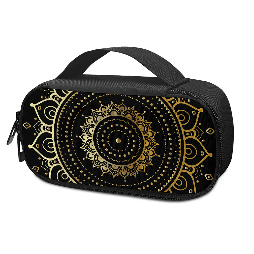 Black And Gold Mandala Print Insulin Cooler Travel Case