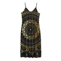 Black And Gold Mandala Print Jersey Midi Cami Dress
