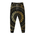 Black And Gold Mandala Print Jogger Pants