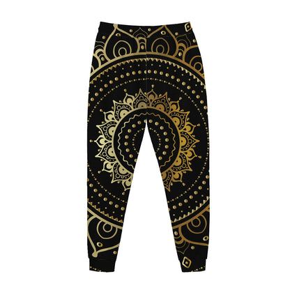 Black And Gold Mandala Print Jogger Pants