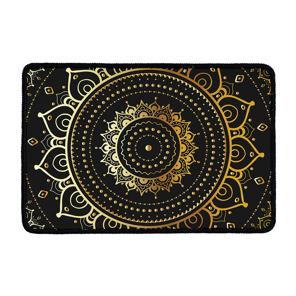 Black And Gold Mandala Print Kitchen Mat