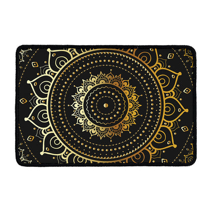 Black And Gold Mandala Print Kitchen Mat