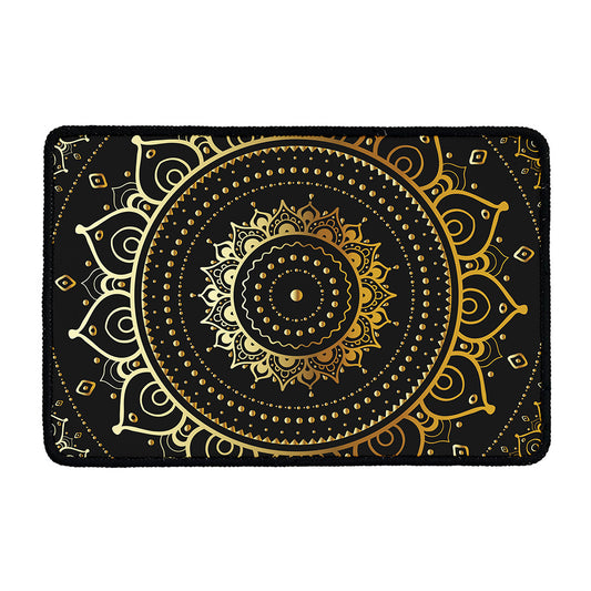 Black And Gold Mandala Print Kitchen Mat