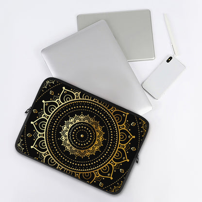 Black And Gold Mandala Print Laptop Sleeve