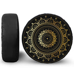 Black And Gold Mandala Print Leather Spare Tire Cover