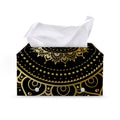 Black And Gold Mandala Print Leather Tissue Box Cover