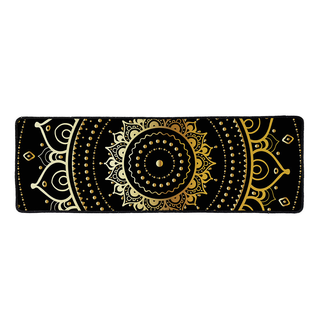 Black And Gold Mandala Print Long Kitchen Mat