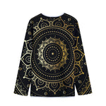 Black And Gold Mandala Print Long Sleeve Short Coat