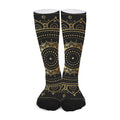 Black And Gold Mandala Print Long Socks