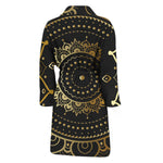 Black And Gold Mandala Print Men's Bathrobe