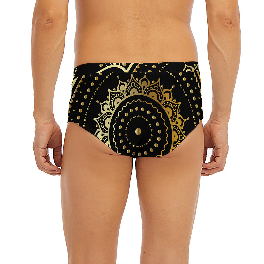 Black And Gold Mandala Print Men's Briefs