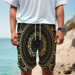 Black And Gold Mandala Print Men's Cargo Shorts