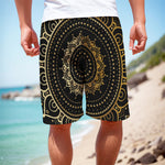 Black And Gold Mandala Print Men's Cargo Shorts