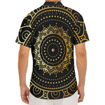 Black And Gold Mandala Print Men's Deep V-Neck Shirt