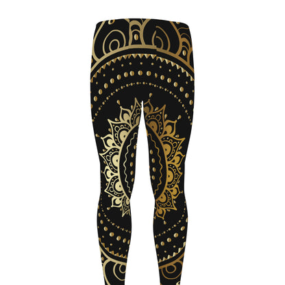Black And Gold Mandala Print Men's leggings