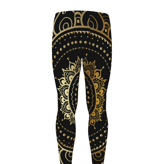 Black And Gold Mandala Print Men's leggings