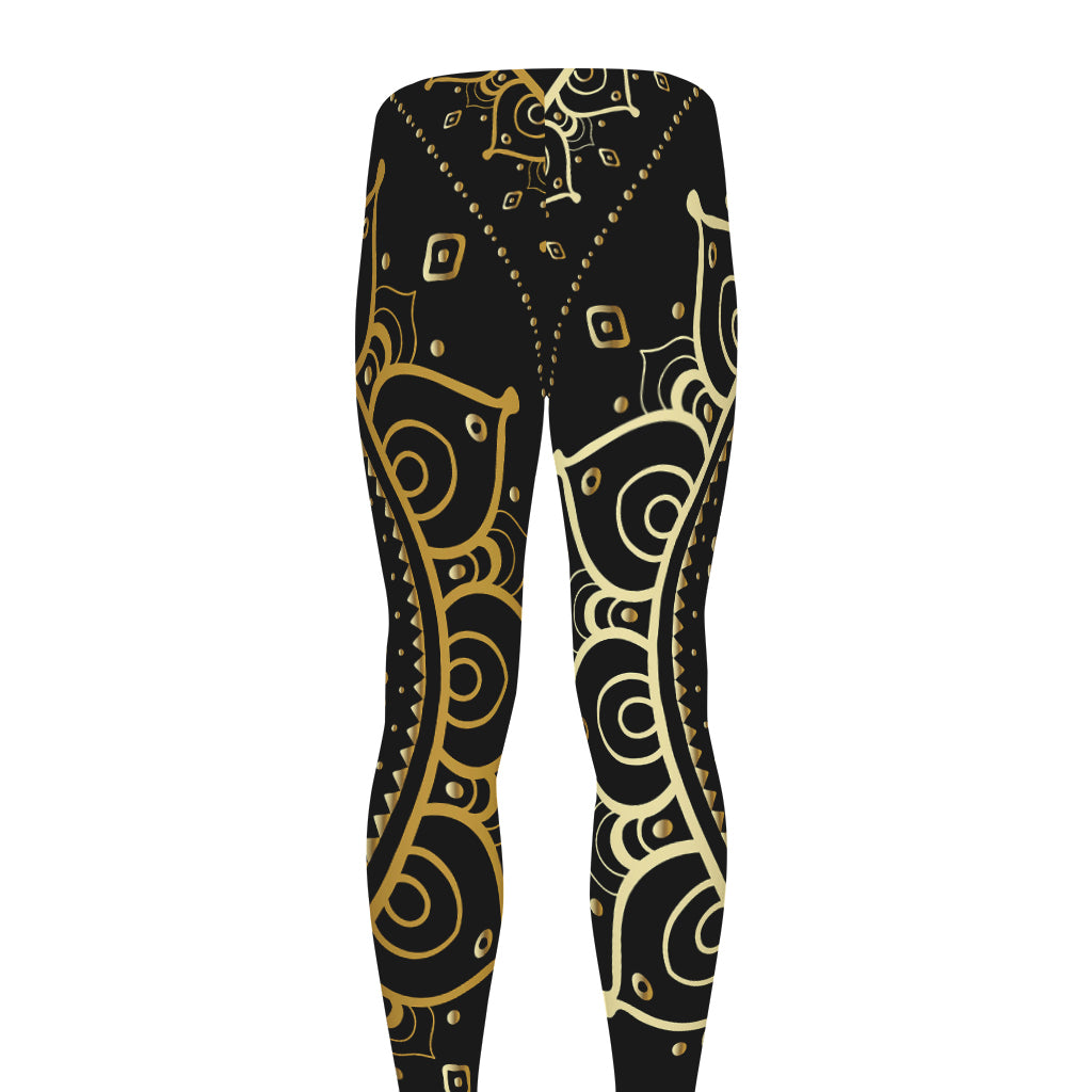 Black And Gold Mandala Print Men's leggings