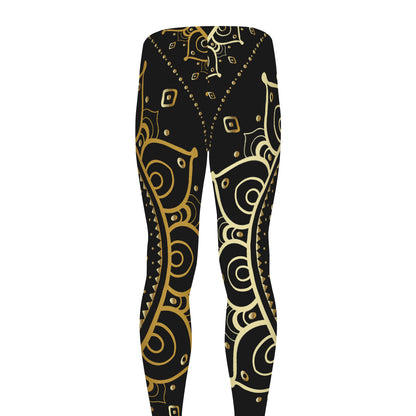 Black And Gold Mandala Print Men's leggings