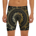 Black And Gold Mandala Print Men's Long Boxer Briefs