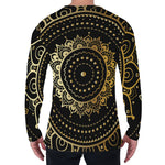 Black And Gold Mandala Print Men's Long Sleeve T-Shirt