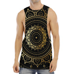 Black And Gold Mandala Print Men's Muscle Tank Top
