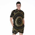 Black And Gold Mandala Print Men's Romper