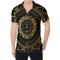 Black And Gold Mandala Print Men's Shirt
