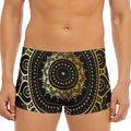 Black And Gold Mandala Print Men's Short Boxer Briefs