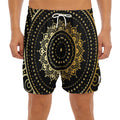 Black And Gold Mandala Print Men's Split Running Shorts