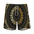 Black And Gold Mandala Print Men's Athletic Shorts