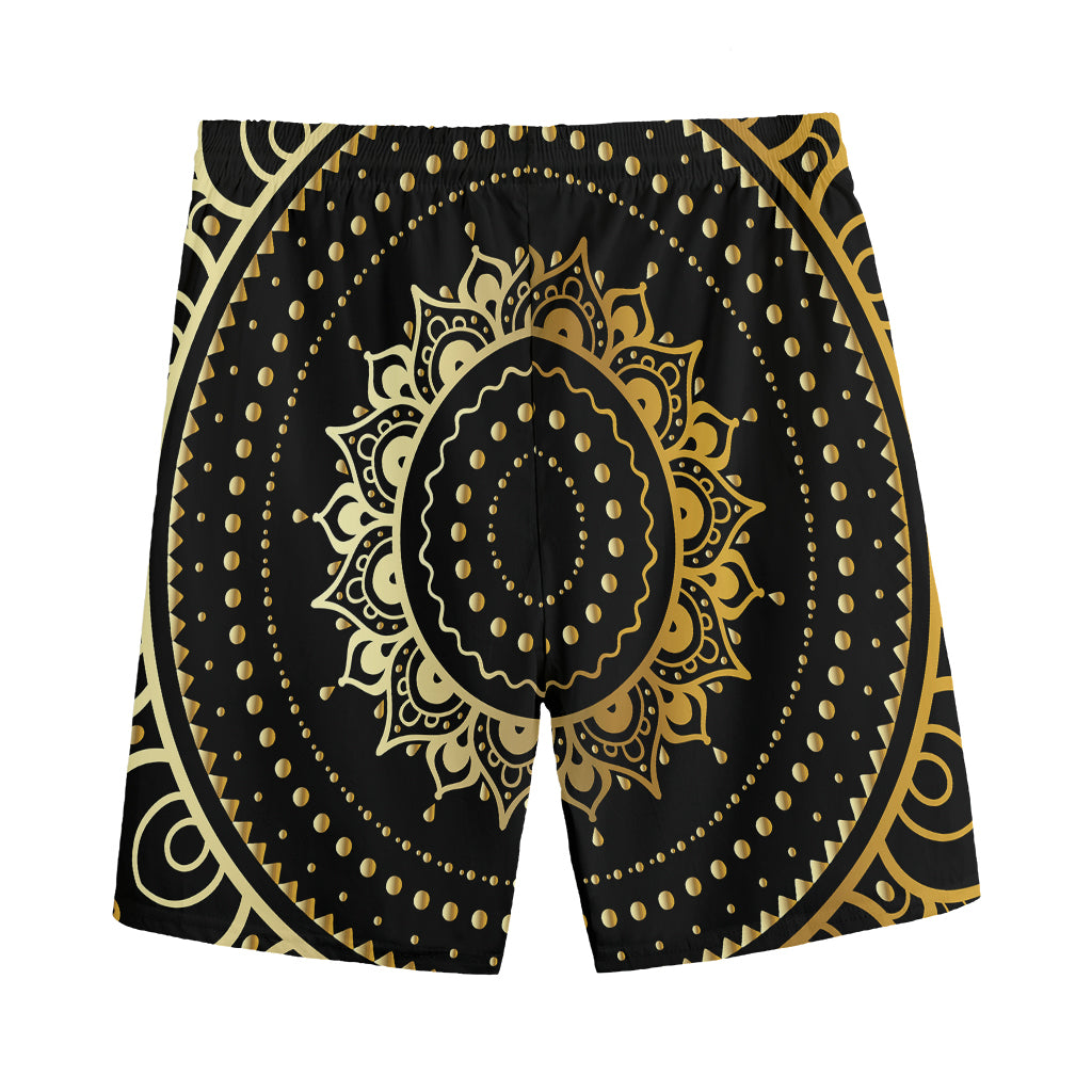 Black And Gold Mandala Print Men's Sports Shorts